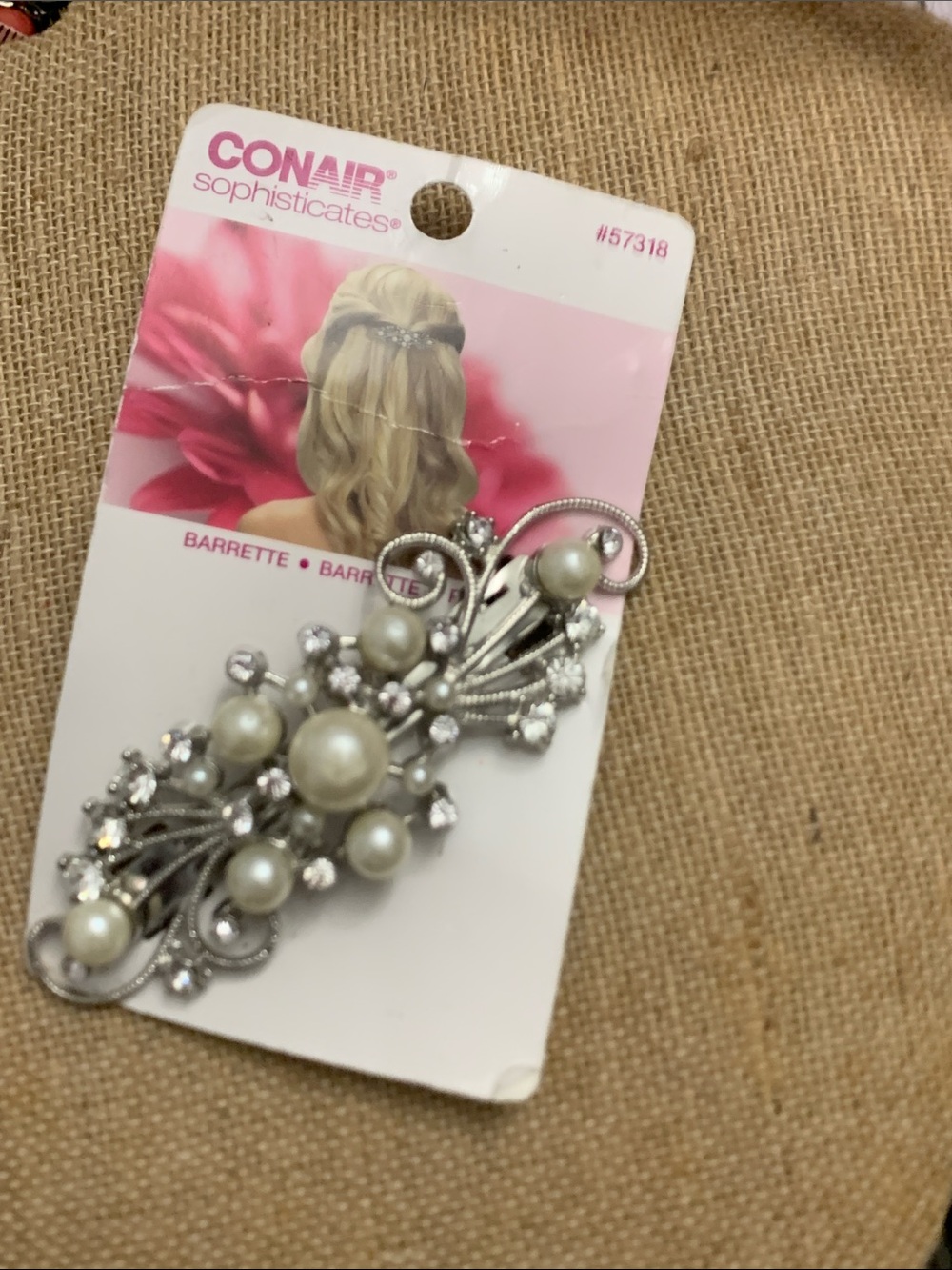 Conair Sophisticates Silver Pearl & Crystal Decorative Barrette